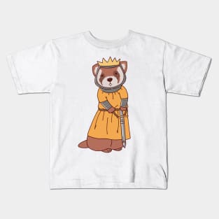 Cute Medieval King Knight Ferret Drawing Kids T-Shirt